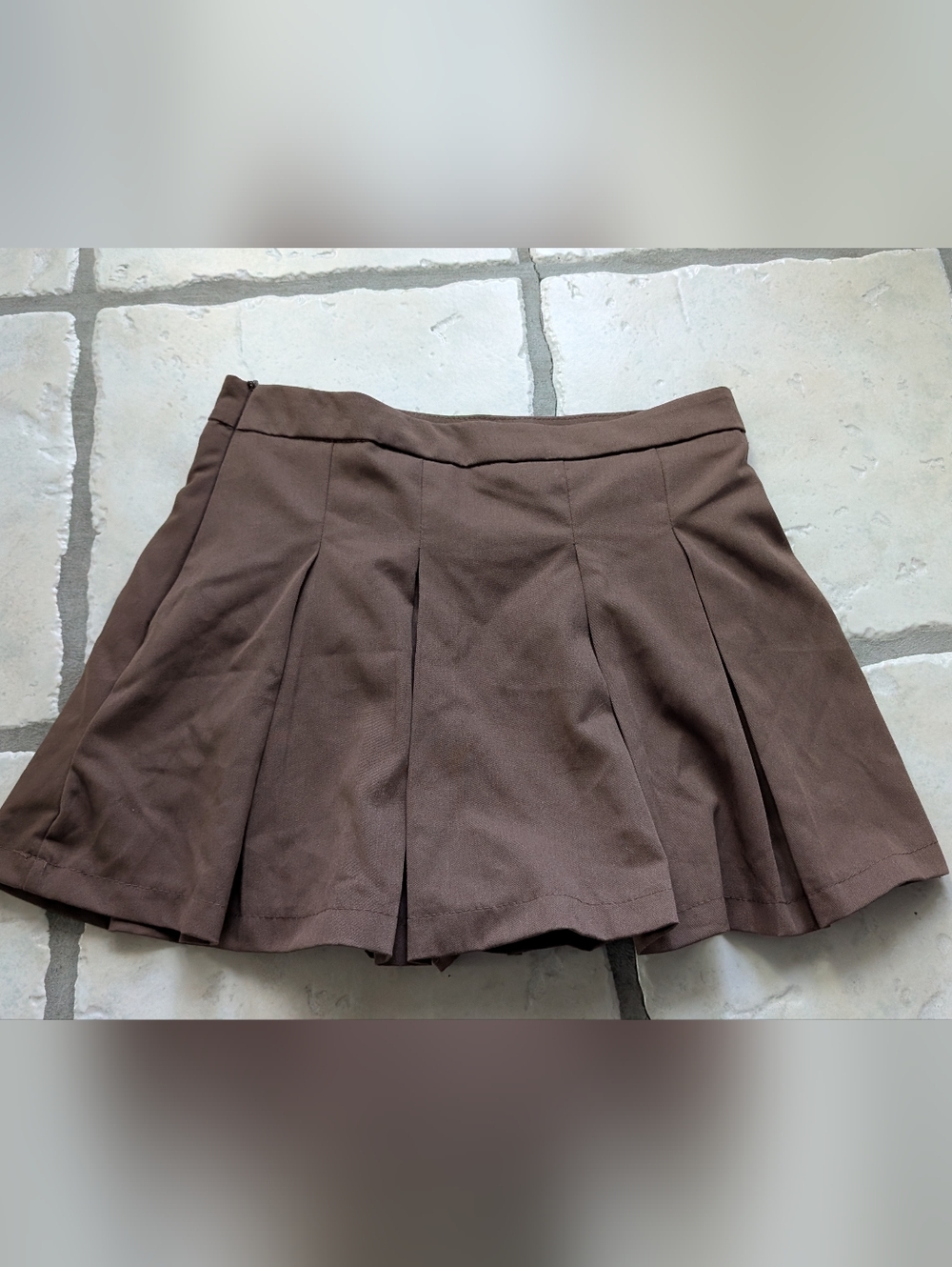Brown Pleated Y2K Style Skort